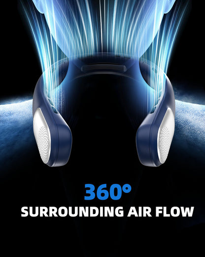 Meonov Neck Fan, LED Display USB Rechargeable Portable Fan,360° Cooling Bladeless Personal Fan, 4000 mAh 3 Speeds Adjustable Wearable Fan for Women,Travel, Gift, Home, Office, Men