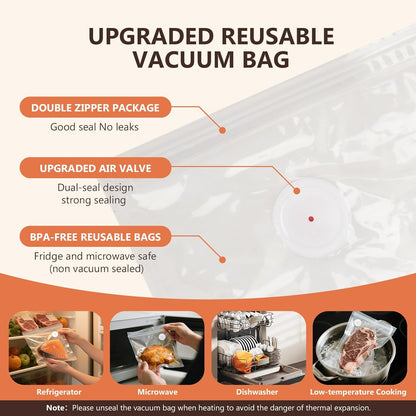 Skiennix Vacuum Sealer - Powerful Handheld Food Preservation with 30 Reusable Bags | Compact Design