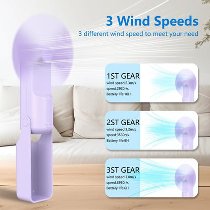 VanSmaGo 3 Pcs Portable Handheld Fans, 3 IN 1 USB-C Rechargeable [10H Working time] Mini Fan with 3 Speed, Flashlight, Lanyard, Folding Personal Fan, Gifts for Women Men Girls Kids, Purple&Pink&Green