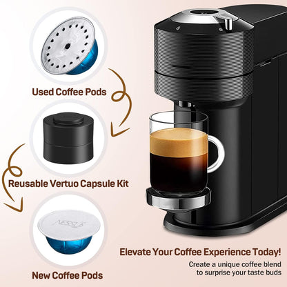 Nessus Reusable Pod Kit for Nespresso Vertuo | 100 Pcs Aluminum Foil Seals & Accessories