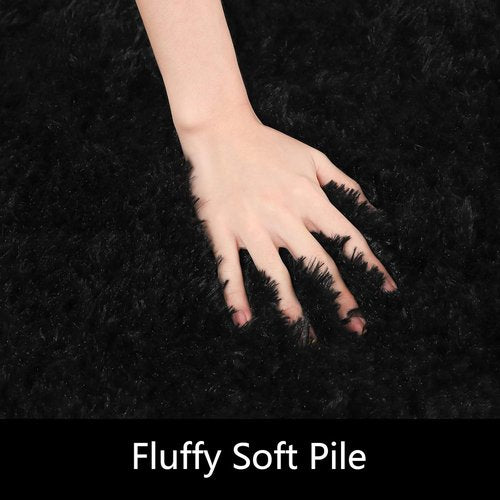 HOMORE Small Black Area Rug - Soft Fluffy 2x3 Feet Bedroom Mat | Ideal for Desk & Dorm Use