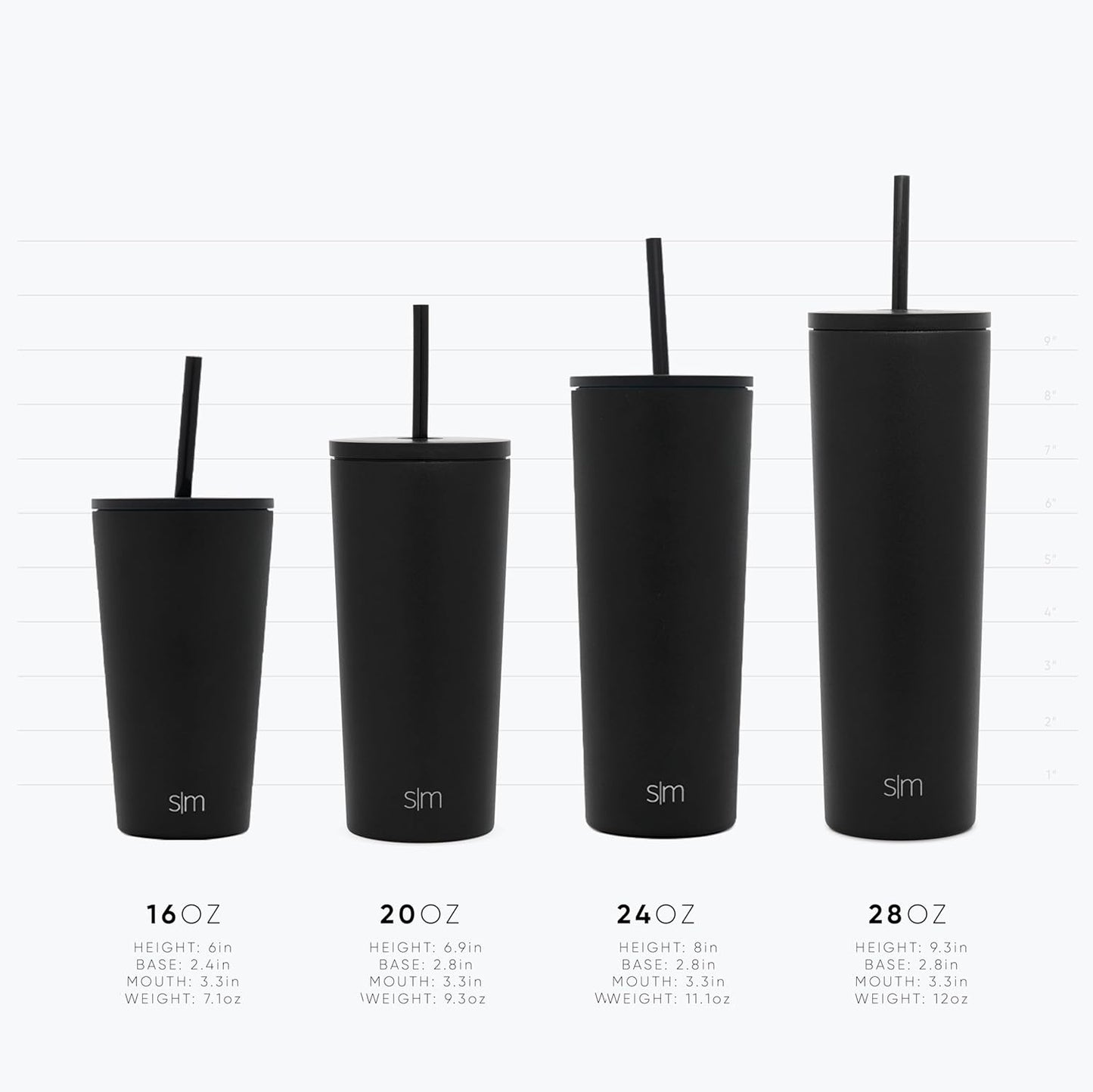 Simple Modern Insulated Tumbler - 24oz Reusable Stainless Steel Travel Mug with Lid & Straw | Black Leopard
