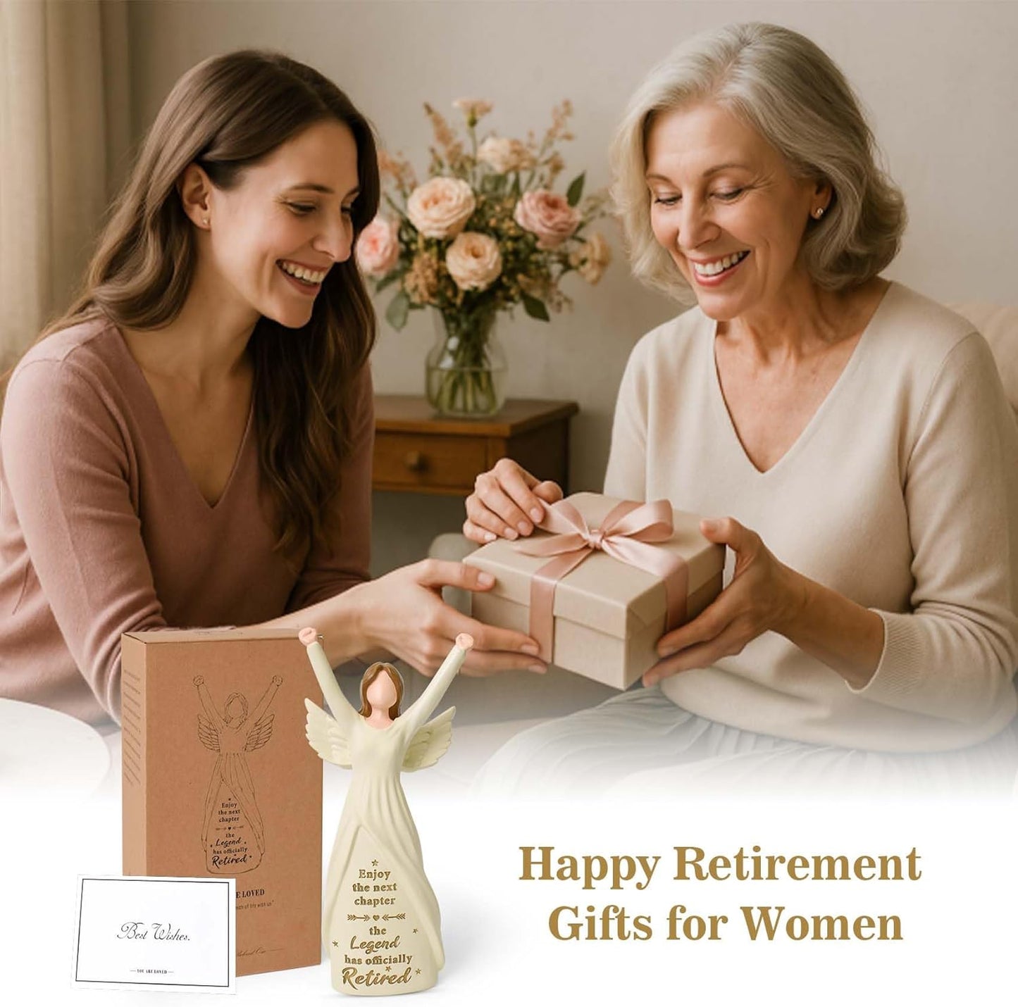 Regine Switzerland Retirement Gift - 7.5” Retired Angel Figurine for Women | Perfect for Coworkers & Friends