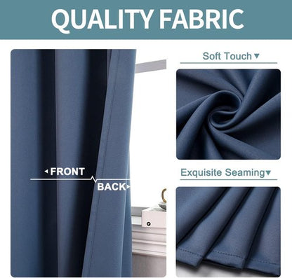 ChrisDowa Small Window Curtains - Grommet Thermal Insulated Room Darkening Panels, Stone Blue, 42 x 36 Inch