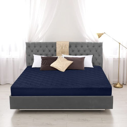 Utopia Bedding Quilted Fitted Mattress Pad, King Size, Elastic Fitted Mattress Topper Protector and Cover with Deep Pocket Stretches up to 16 Inches, Machine Washable (Navy)