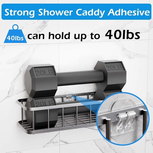 Lsnisni Shower Caddy Adhesive Replacement - 12 Pack Waterproof Hooks for No-Drill Bathroom & Kitchen Storage