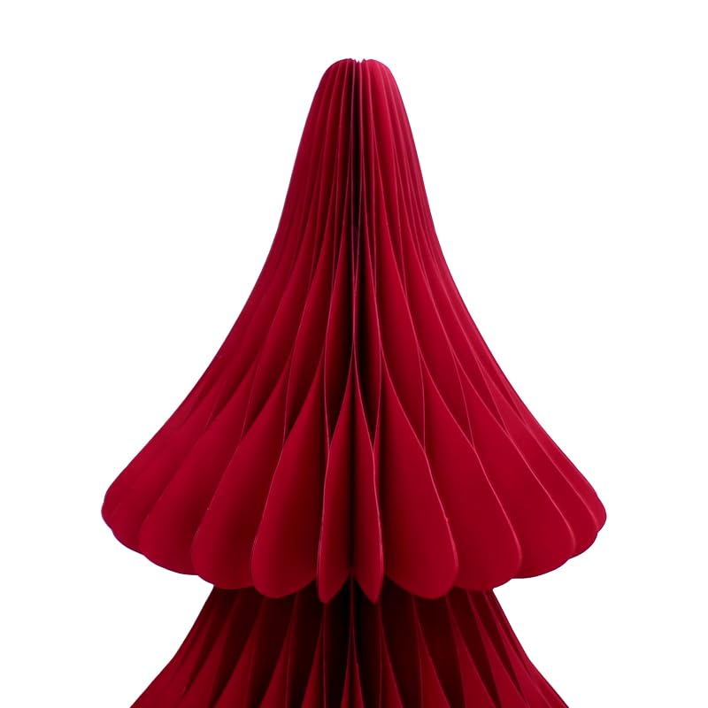 Christmas Red 70-Inch Paper Honeycomb Floor Tree - Foldable, Self-Standing