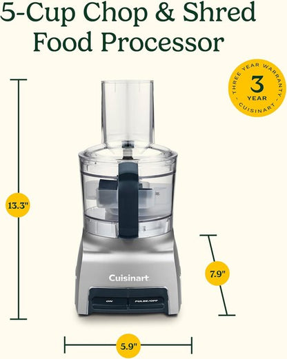 Cuisinart 5-Cup Food Processor - Chop & Shred with Silver Finish | Compact Kitchen Essential