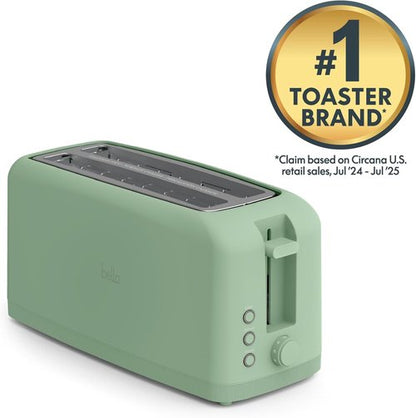 Bella 4-Slice Slim Toaster - 10” Long Slot with 6 Shade Settings & Auto Shutoff | Seaglass Color