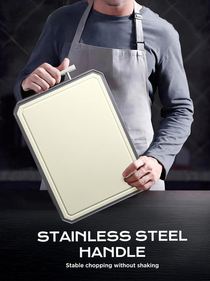 SNOWCLAD Stainless Steel Cutting Board - Double-Sided Kitchen Board | 16x11 Inch, Non-Toxic & Dishwasher Safe