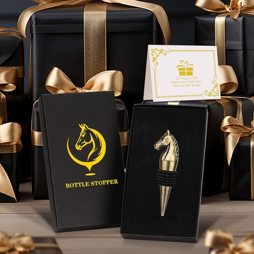 Horse Head Wine Stopper, Horse Wine Gifts Birthday Gifts for Men Women, Bottle Stoppers for Wine Champagne, Bronze with Gift Box