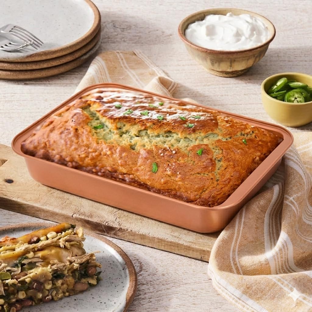 Skiennix Nonstick Copper Baking Pan - Ceramic Coated for Even Cooking | Dishwasher & Oven Safe, PTFE & PFOA Free