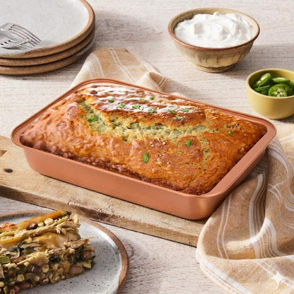Skiennix Nonstick Copper Baking Pan - Ceramic Coated for Even Cooking | Dishwasher & Oven Safe, PTFE & PFOA Free