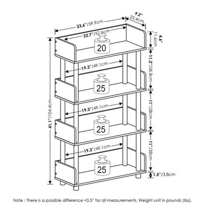 Furinno Turn-N-Tube 4-Tier Toolless Display Rack, Amber Pine/Black