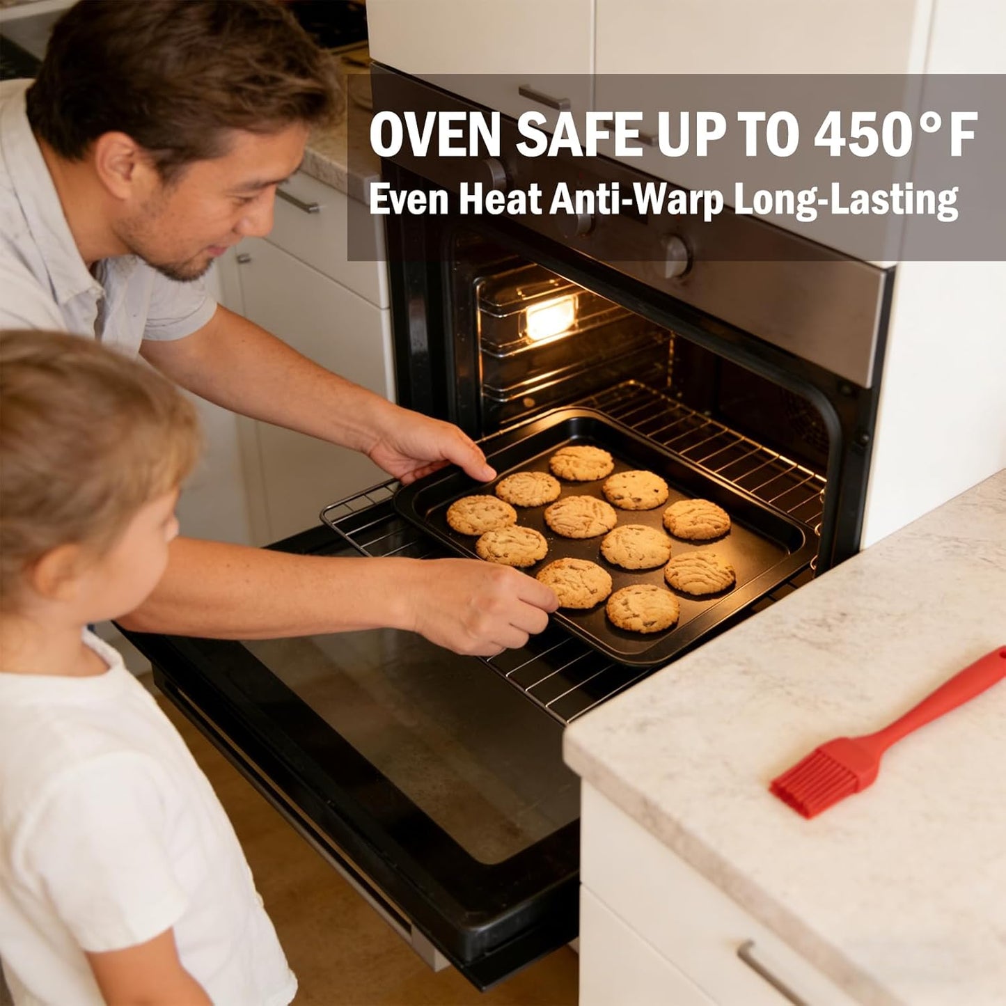 Skiennix 3-Piece Baking Pan Set - Nonstick Rectangle Bakeware | Stackable & Rust Resistant