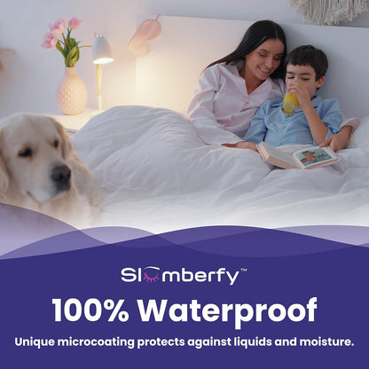 Slumberfy Queen Size Waterproof Cooling Mattress Protector - Premium Skin-Safe Cover with ArcticTex Technology, Noiseless Quilted - 60x80 in.