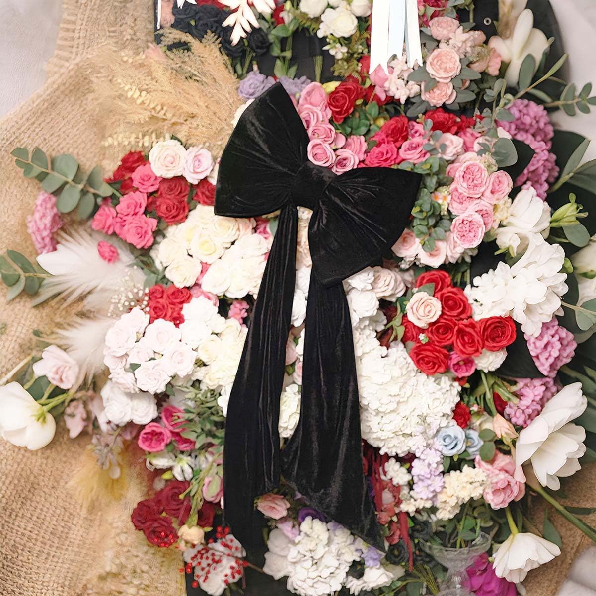 Skiennix Large Coquette Bow - Giant Backdrop Decoration for Weddings & Parties | 24x47 Inch (Black)