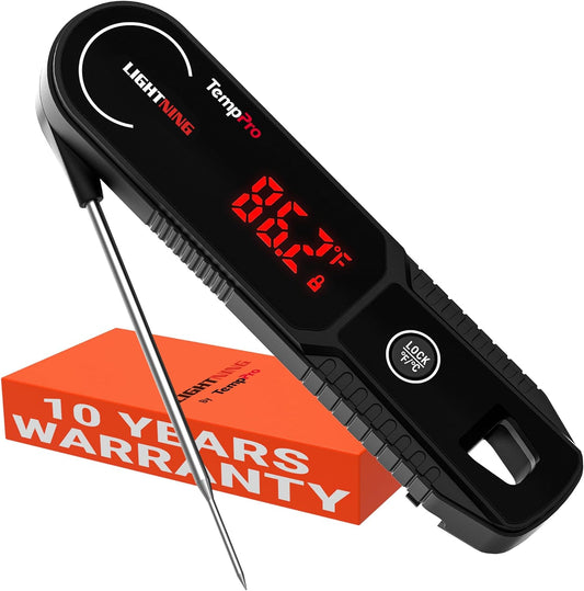 TempPro Instant Read Meat Thermometer - 0.5 Sec Read Time, 180° Rotating Display, IP67 Waterproof for BBQ & Grill