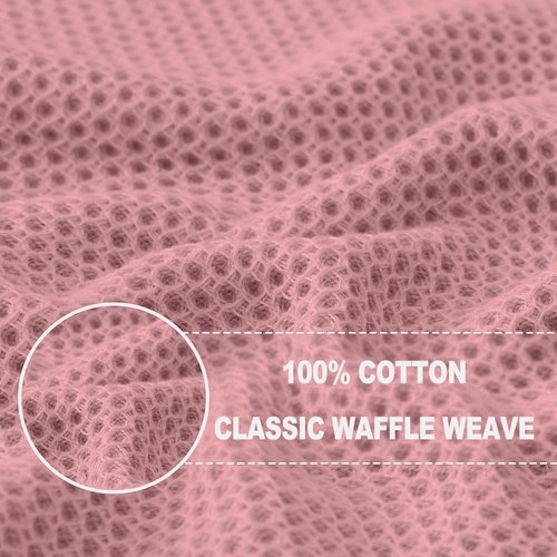 Homaxy Kitchen Dish Towels - Ultra Soft 100% Cotton Waffle Weave | Quick Drying, 13 x 28 Inches, 4-Pack in Dried Rose