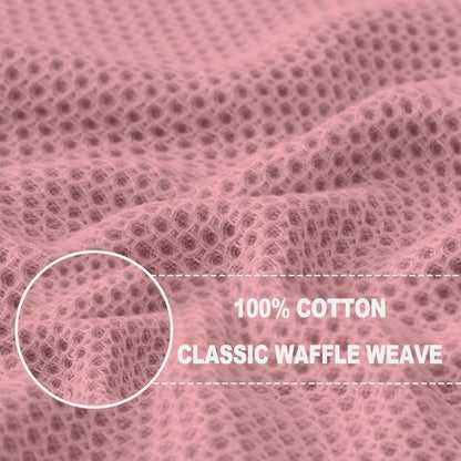 Homaxy Kitchen Dish Towels - Ultra Soft 100% Cotton Waffle Weave | Quick Drying, 13 x 28 Inches, 4-Pack in Dried Rose