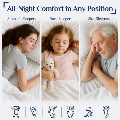 JOLLYVOGUE Queen Size Pillows - Soft Down Alternative Bed Pillows for Side & Back Sleepers | Set of 2