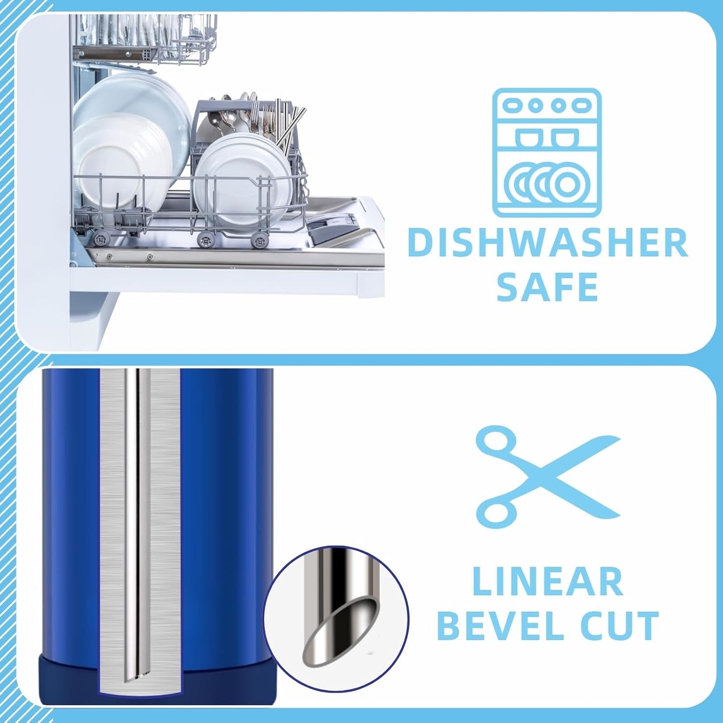THERMOS Replacement Metal Straws - Reusable Stainless Steel Straws for 12 Ounce FunTainer | 4 Straws + 2 Cleaning Brushes