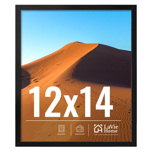 LaVie Home 12x14 Picture Frame for Wall Display, 12x14 Black Picture Frame with HD Plexiglas, 12 x 14 Poster Frame 1 Pack, Display Frame for Vertical or Horizontal, Classic Collection