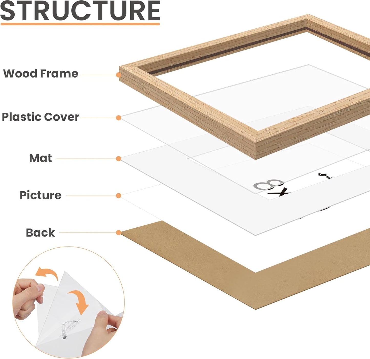 Upsimples 16x20 Picture Frames - Set of 3 Natural Solid Wood for Vertical/Horizontal Display