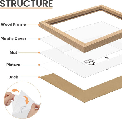 Upsimples 16x20 Picture Frames - Set of 3 Natural Solid Wood for Vertical/Horizontal Display