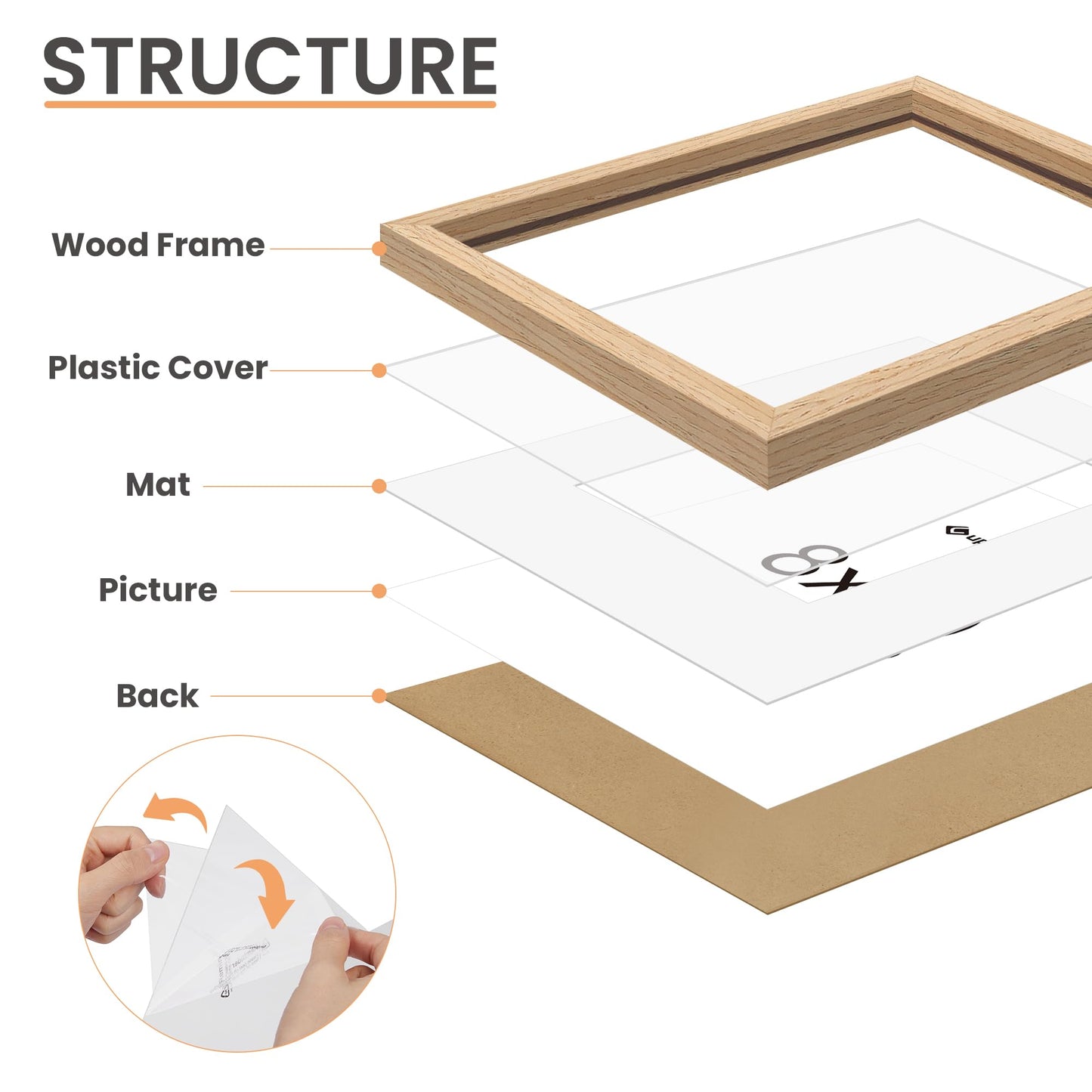 upsimples 16x20 Frames Set of 3, Natural Solid Wooden Picture Frames, Display 11x14 with Mat or 16 x 20 Without for Vertical or Horizontal Wall Hanging
