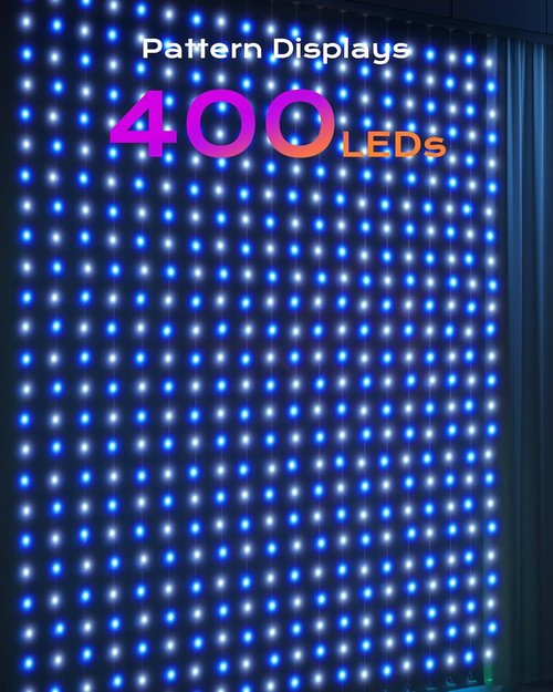 Brightown 400 RGBIC LED Smart Curtain Lights - 6.6x6.6ft Color Changing Fairy Lights with Remote | IP65 Waterproof for Bedroom & Living Room