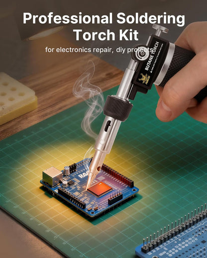 RAVS 14-Piece Soldering Torch Kit | 8-in-1 Cordless Iron with Adjustable Flame, Portable Kitchen Tool