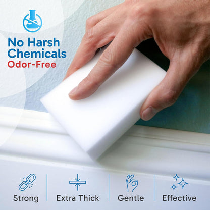 Skiennix Extra Large Eraser Sponge - Extra Thick, Long Lasting Magic Melamine Cleaning Pads | 20 Pack, White