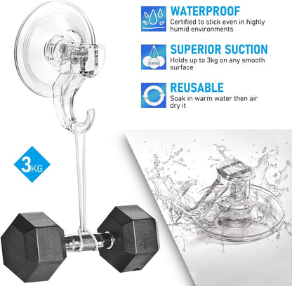 Quntis Suction Cup Hooks - Heavy Duty Waterproof Shower Hooks | 4 Pack for Bathroom, Tile & Glass Door