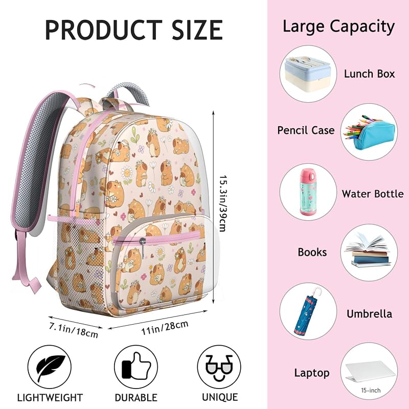 Variation Daisy Capybara Toddler Backpack for Girls Kids - Cute Preschool School Bag