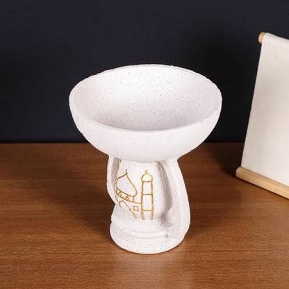 Regine Switzerland Mosque Sculpture - Elegant White Resin Ornament with Gold Pattern