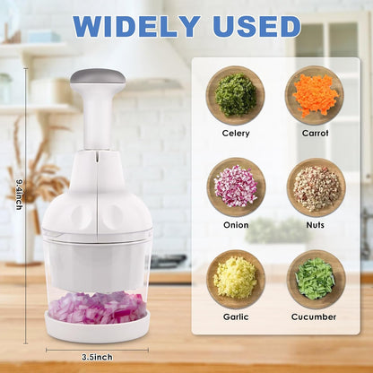 Skiennix Vegetable Chopper - Manual Food Cutter for Onion, Salad, Garlic & Nuts | Dishwasher Safe, White