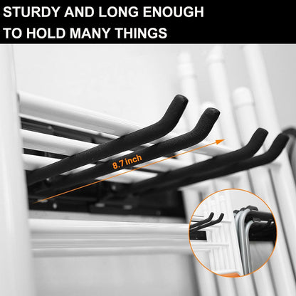 Wallmaster Garage Storage Organizer - Heavy-Duty Wall Mount Tool Rack with 12 Adjustable Hooks | 96-Inch Tracks, 900lb Capacity