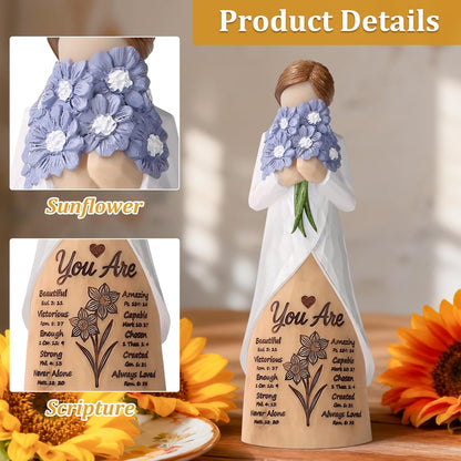 Sunflower Bible Verse Figurine - Inspirational Resin Statue with Scripture | Perfect Religious Gift for Women, Moms, and Friends