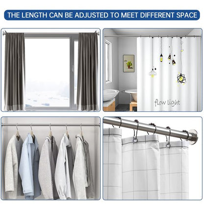 BRIOFOX Industrial Shower Curtain Rod - Rustproof Non-Slip 43-72 Inch 304 Stainless Steel Tension Curtain Rod for Window or Bathroom, Brushed Nickel