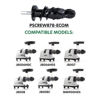 Omega Juicer Replacement Parts - Auger For Model J8006HDS, J8006HDC, J8008C, 8007, 8008, MM900HDS, Black