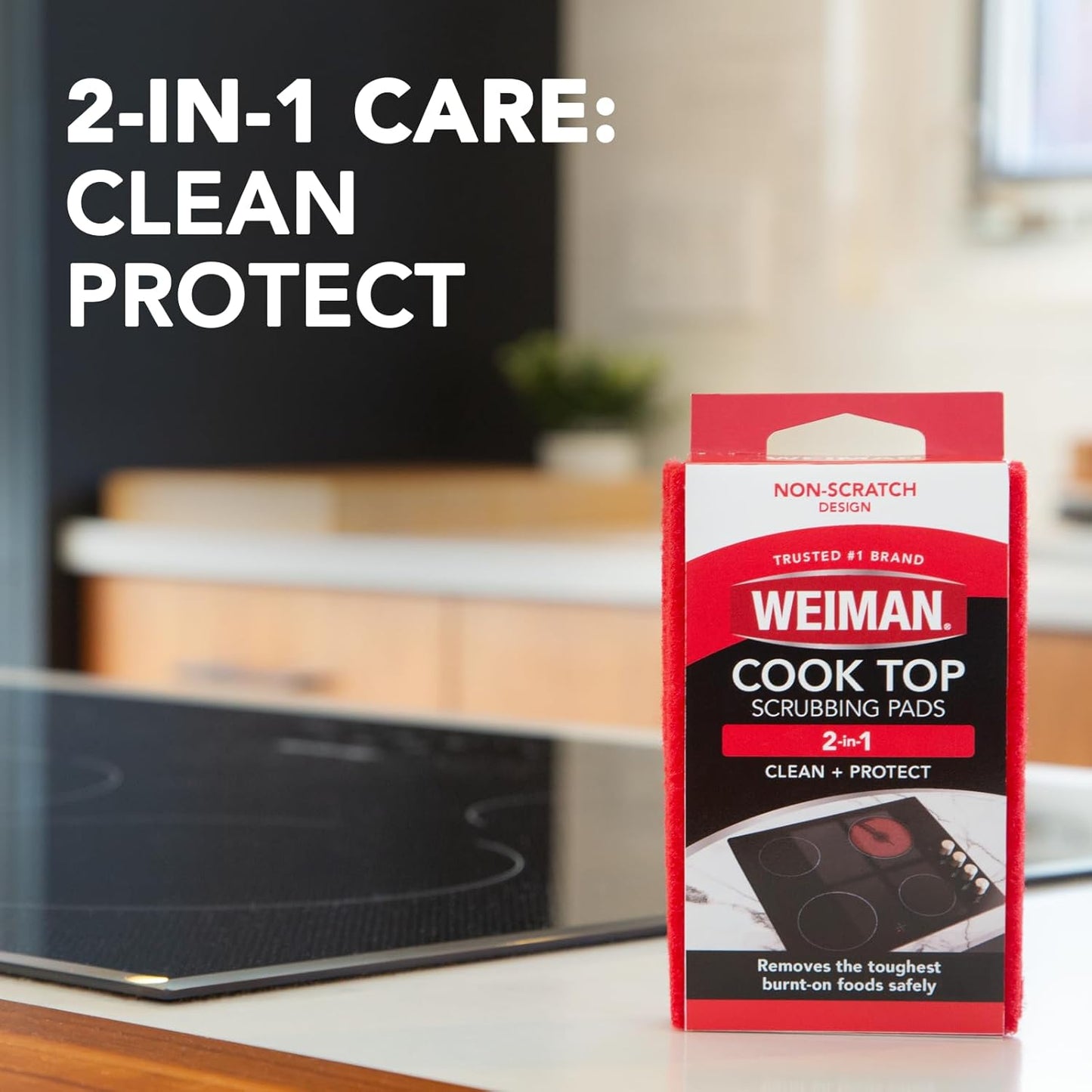 Weiman Ceramic & Glass Cooktop Cleaner - Heavy Duty Polish with 3 Scrubbing Pads | 10 Ounce Bottle