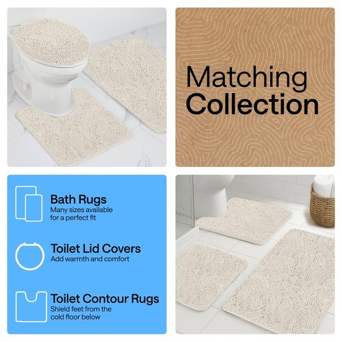 GORILLA GRIP Bath Rug Mat 44x26, Soft Absorbent Chenille, Quick Dry Microfiber Mats, Rubber Backing Washable Shower Floor Rugs, Bathmat Runner, US Designed Bathroom Home Decor Accessories Ivory Cream