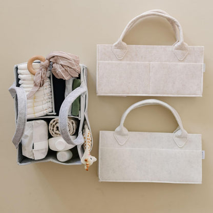 PUTSKA Baby Diaper Caddy Organizer - Stylish Nursery Storage Basket for Newborn Essentials | Large Mocha