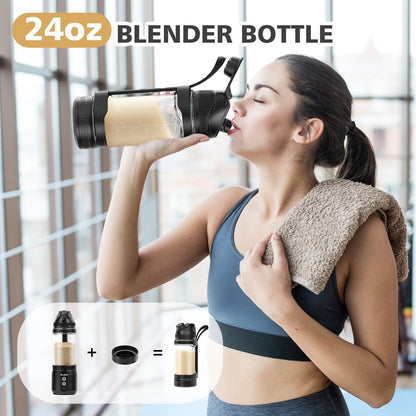Portable Personal Blender - 24Oz Smoothie Maker with Sip Spout, USB-C Rechargeable | Ideal for Gym & Travel