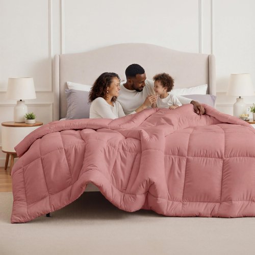 Bedsure Comforter Duvet Insert - Quilted Comforters Oversized King Size, All Season Duvet, GentleSoft Down Alternative Bedding, with 8 Tabs, Gifts for Women, Dusty Pink, Oversized King 116x98 Inches