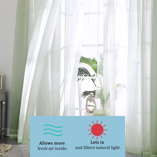 OWENIE Sheer Curtains 90 Inches Long 2 Panels Set, Sage Green Sheer Curtains Rod Pocket Voile Drapes for Living Room, Airy Soft-Touching Drapes, 2 PCS Panels, Each 42" W x 90" L Inch