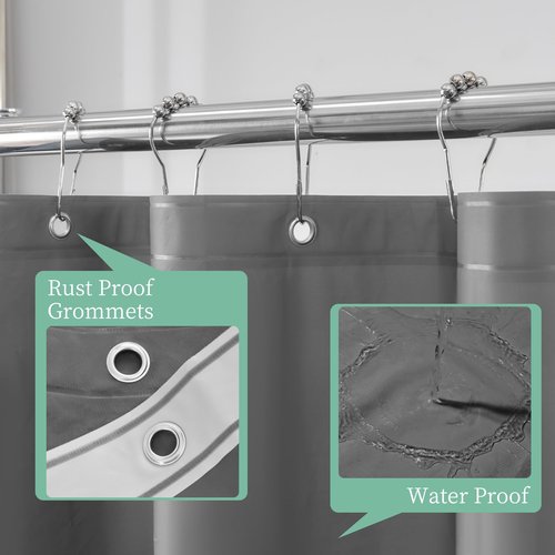 Mrs Awesome Dark Grey Shower Curtain Liner with 3 Magnets, 72x72 Premium Flexible Sturdy Plastic Shower Curtain for Bathroom Lightweight & Waterproof, Dark Gray
