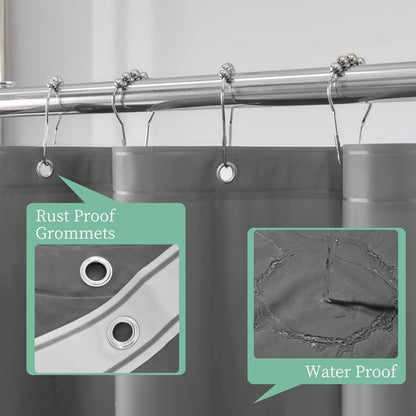 Mrs Awesome Dark Grey Shower Curtain Liner with 3 Magnets, 72x72 Premium Flexible Sturdy Plastic Shower Curtain for Bathroom Lightweight & Waterproof, Dark Gray