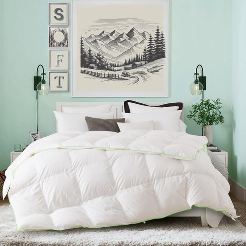 KASENTEX 75% Down 25% Feather - Premium King Goose Feathers Down Comforter, Ultra-Soft, 750 Fill Power Medium Weight for All Season Luxury Hotel Style Fluffy Duvet Insert (106x90 Inches, White)